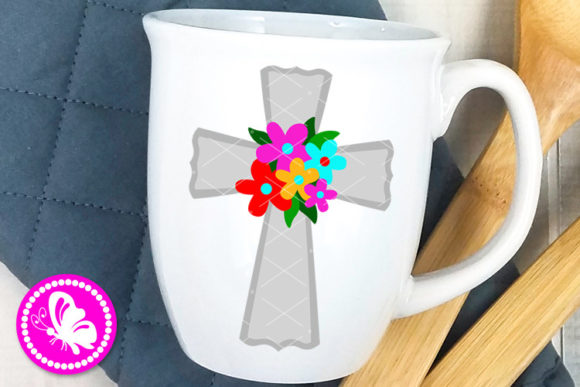 Cross Flowers Easter Christian Sign in Graphic Design